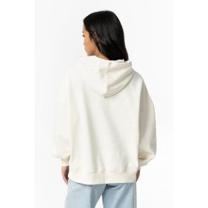 Толстовка с капюшоном утепленная oversize молочного цвета