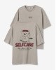 Футболка oversize бежевого цвета с принтом на спине