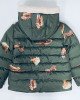 Куртка с капюшоном, утепленная, зеленого цвета в принт 
