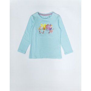 Лонгслив бирюзового цвета с принтом птиц 