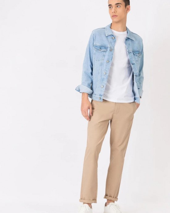 Брюки tapered fit бежевого цвета
