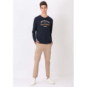 Брюки Slim Fit с накладными карманами (карго) бежевого цвета 