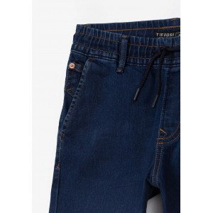 Джинсы с резинкой в поясе jogger slim синего цвета 