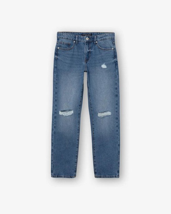 Джинсы комфортной посадки relaxed fit с потертостями 