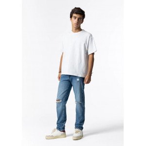Джинсы комфортной посадки relaxed fit с потертостями 