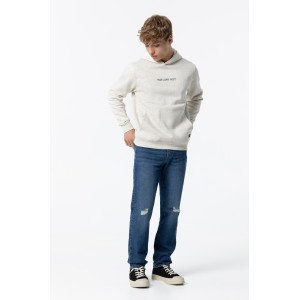 Джинсы relaxed fit синего цвета с эффектом потертостей 