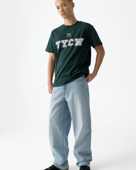 Джинсы голубого цвета широкие super baggy 