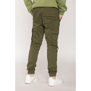 Брюки джоггеры (JOGGER) оливкового цвета с накладными карманами