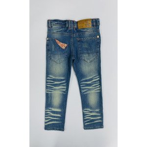 Джинсы цвета denim c "потертостями" 