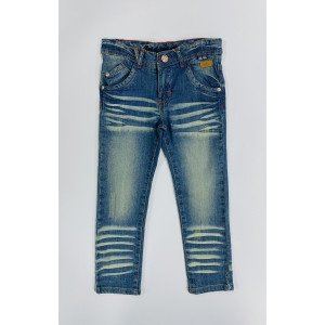 Джинсы цвета denim c "потертостями" 