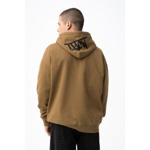 Худи oversize утепленное бежевого цвета с вышивкой Худи oversize утепленное бежевого цвета с вышивкой