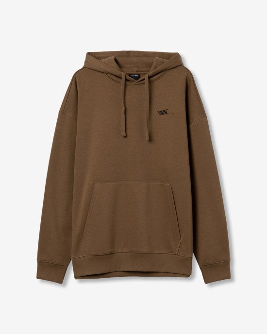 Худи oversize утепленное бежевого цвета с вышивкой Худи oversize утепленное бежевого цвета с вышивкой