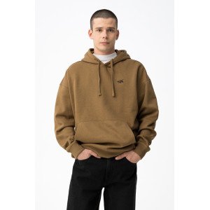 Худи oversize утепленное бежевого цвета с вышивкой 