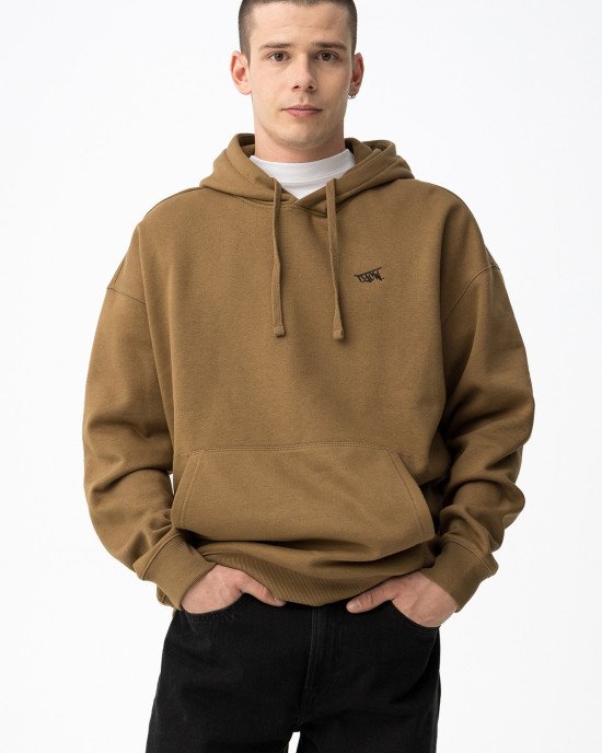 Худи oversize утепленное бежевого цвета с вышивкой Худи oversize утепленное бежевого цвета с вышивкой