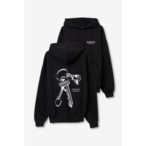 Худи утепленное boxy fit черного цвета с принтом на спине Худи утепленное boxy fit черного цвета с принтом на спине