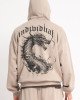 Худи oversize бежевого цвета с принтом дракона на спине 