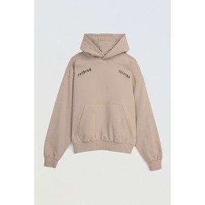 Худи oversize бежевого цвета с принтом дракона на спине 
