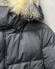 Куртка - пуховик серого цвета с капюшоном 