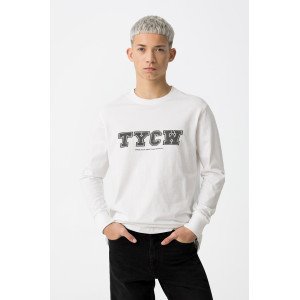 Лонгслив белого цвета в текстовый принт