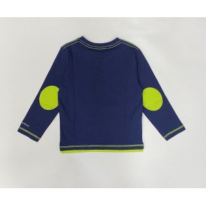 Лонгслив синего цвета в текстовый принт 