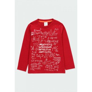 Лонгслив бордового цвета с белым, "математическим" принтом 