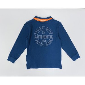 Поло синего цвета с длинными рукавами (лонгслив) 