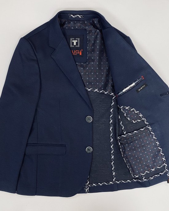 Пиджак slim fit трикотажный синего цвета 
