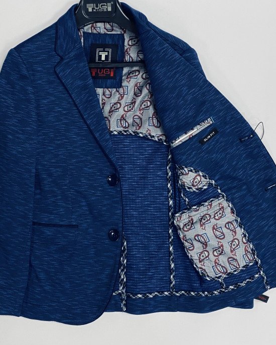 Пиджак slim fit синего меланжевого цвета 