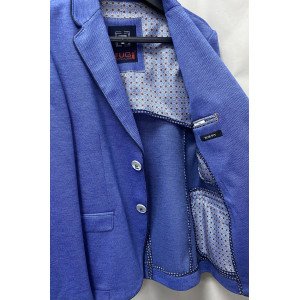 Пиджак трикотажный slim fit синего цвета 