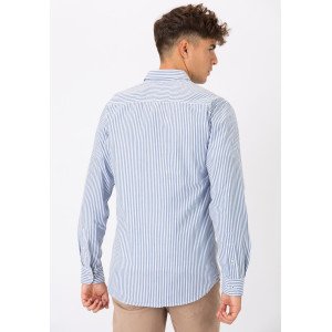 Рубашка Slim Fit в бело-голубую полосу 