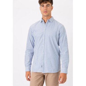 Рубашка Slim Fit в бело-голубую полосу 