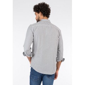 Рубашка Regular Fit в бело-серую полоску 