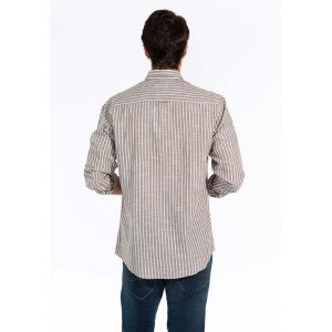 Рубашка regular fit бежевого цвета в полоску 