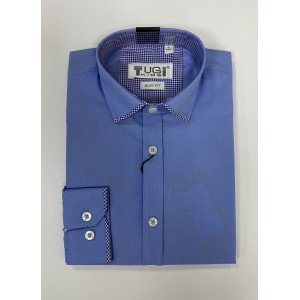 Рубашка slim fit голубого цвета с длинными рукавами 