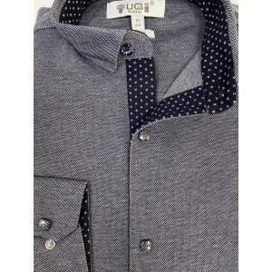 Рубашка slim fit серого меланжевого цвета 
