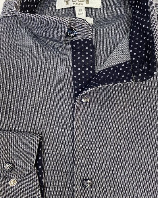 Рубашка slim fit серого меланжевого цвета 