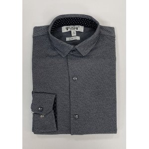 Рубашка slim fit серого меланжевого цвета 