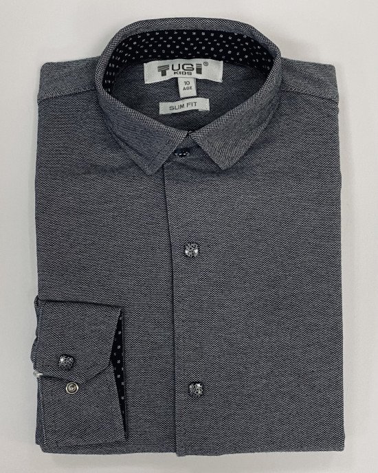 Рубашка slim fit серого меланжевого цвета 
