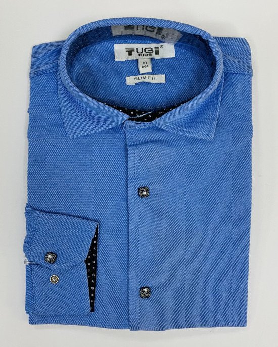 Рубашка slim fit голубого цвета 
