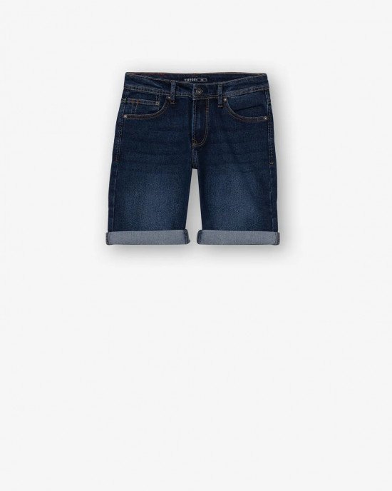 Шорты regular fit из темно - синего денима