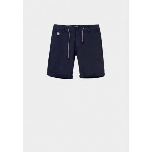 Шорты regular fit синего цвета с добавлением льняной ткани 