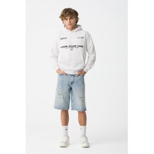 Шорты super baggy голубого цвета с потертостями 