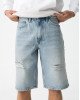 Шорты super baggy голубого цвета с потертостями 