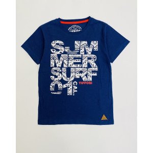 Футболка синего цвета в текстовый принт summer surf 