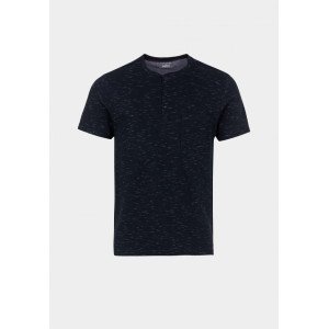 Футболка Slim Fit темно - синего цвета с пуговицами 