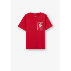 Футболка oversize красного цвета в принт 