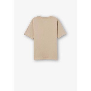 Футболка oversize бежевого цвета с принтом в японском стиле 