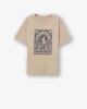 Футболка oversize бежевого цвета с принтом в японском стиле 