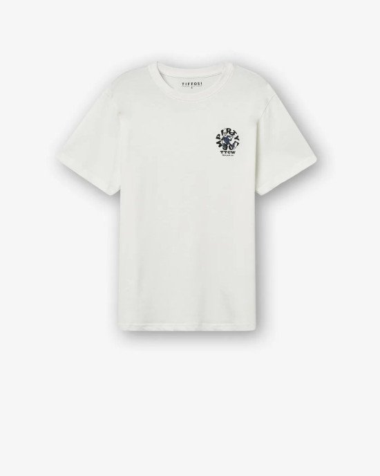 Футболка oversize молочного цвета с принтом 