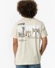 Футболка oversize бежевого цвета с принтом на спине 